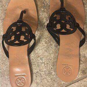 Tory Burch Black and Tan Sandals